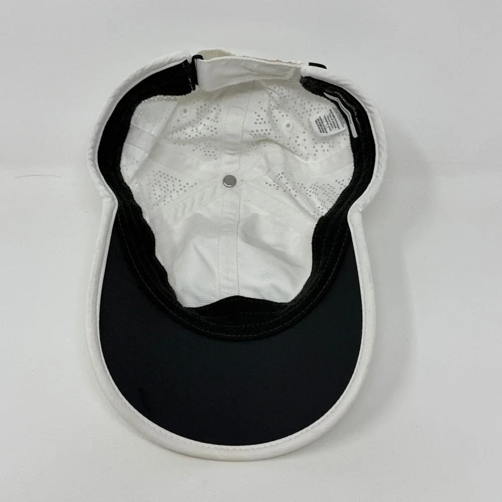 Distressed Nike Golf Hat White Perforated Performance Adjustable Cap Swoosh Logo